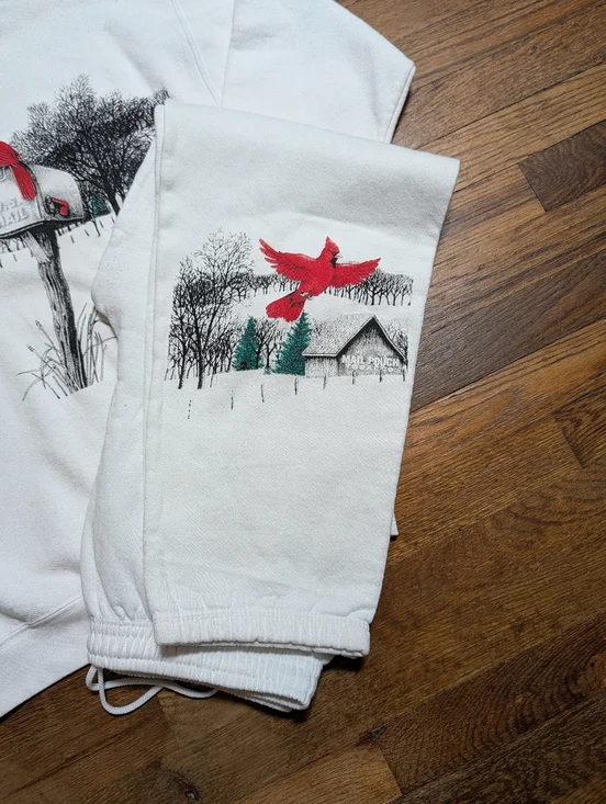 Vintage 90's Sweatsuit Set Sweatshirt & Joggers Size Large Cardinal Graphic - Picture 3 of 15